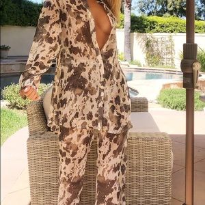 Cow print two piece set